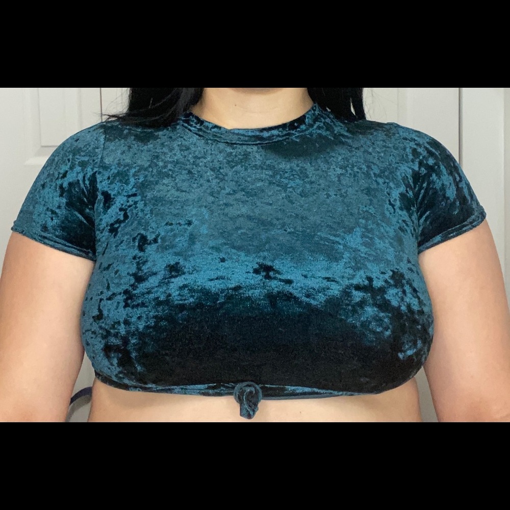 Satin Blue/green crop top